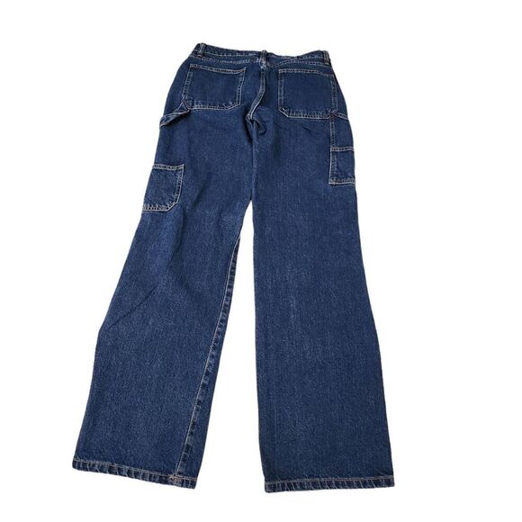 Zara Jeans Womens 4‎ Blue Cargo Straight Leg Bloggers Favorite Side Pockets - Picture 6 of 9